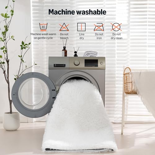Amazon Basics 8x10 Cream Fluffy Washable Shag Area Rug with Memory Foam Support