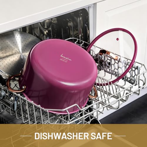 8QT Full Clad Tri-Ply Stainless Steel Stock Pot with Lid - Purple, Dishwasher Safe, Even Heating, All Stoves Compatible