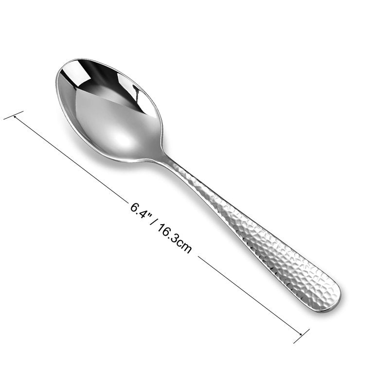 KEAWELL Premium 4-Piece Louise Hammered Spoons Set, 18/10 Stainless Steel, Set of 4, Fine Spoon Set with Round Edge, Dishwasher Safe (6.4" Teaspoons)