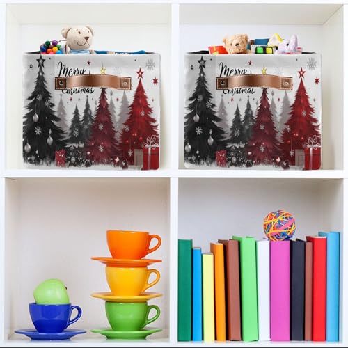Wamika 1 Pack Christmas Tree Storage Basket with Waterproof Liner & Handles, 14.2 Inches, Collapsible Xmas Organizer