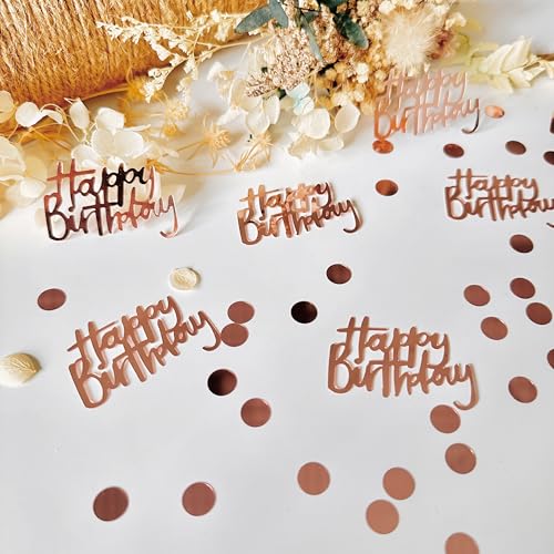 Rose Gold Birthday Confetti for Table Decor,270 PCS Glitter Happy Birthday Decorations for Party Supplies,Table Confetti