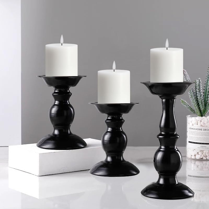 Flameless LED Candles Set of 2 - 3x3 Inch Dimmable Ivory Wax Pillars with Remote Control & Timers for Home Decor
