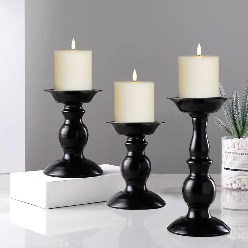 Flameless LED Candles Set of 2 - 3x3 Inch Dimmable Ivory Wax Pillars with Remote Control & Timers for Home Decor