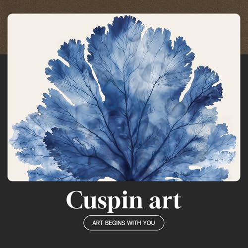 Cuspin 3-Piece Coastal Ocean Blue Coral Wall Art Set 16x24 Inches with Mat