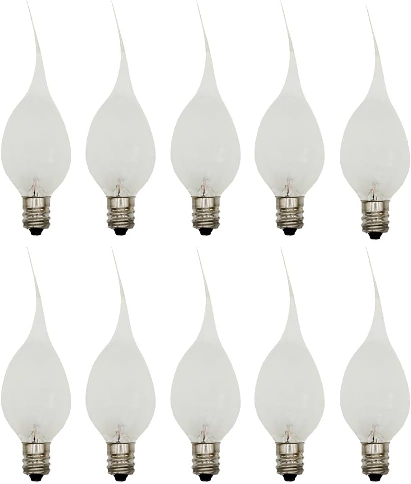 7 Watt Electric Candle Lamp Bulbs - Country Style Silicone Dipped Chandelier Lights (10 Pack)
