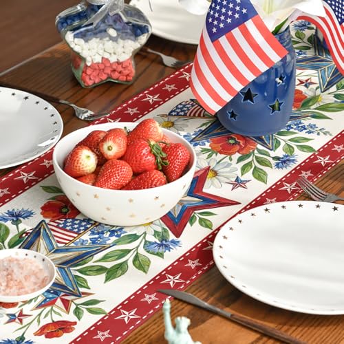 Artoid Mode 13 x 72 Inch American Flag Table Runner – 210 GSM, Beige