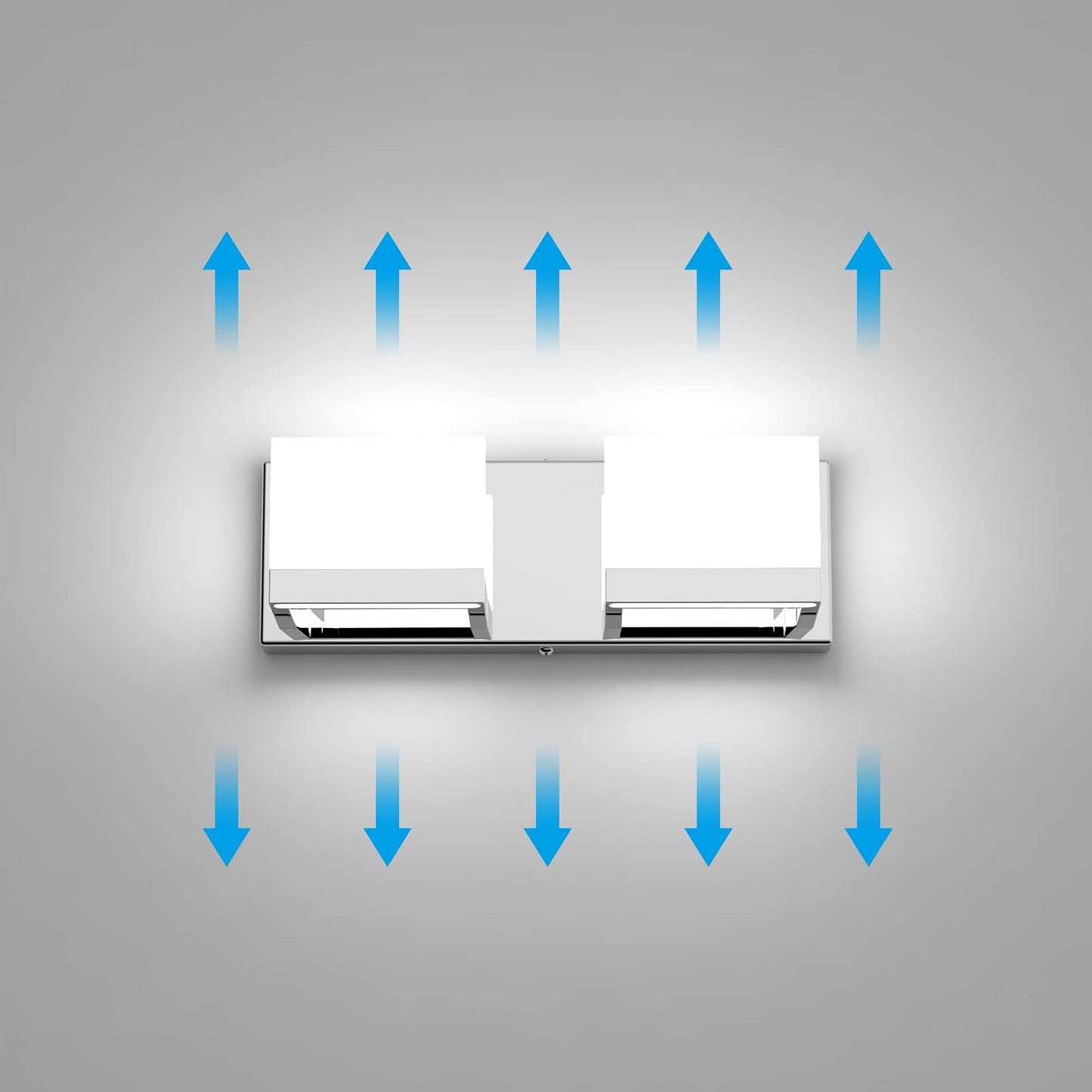 Tipace LED Dimmable Modern 2-Light Vanity Fixture for Bathroom - Frosted White Acrylic Chrome Up and Down Light Over Mirror (6000K)