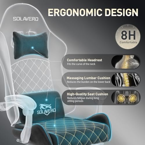 HLDIRECT Black Massage Recliner Gaming Chair with Footrest for Adults