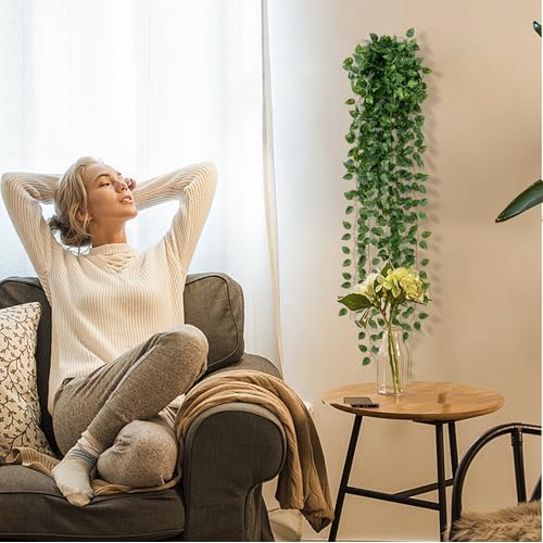 12 Pack 86Ft Fake Plants Artificial Vines for Room Decor, Faux ivy Greenery Garland for Home teen girls bedroom living Aesthetic Farmhouse Dorm Wall Decoration, Wedding Easter Christmas Party Gift