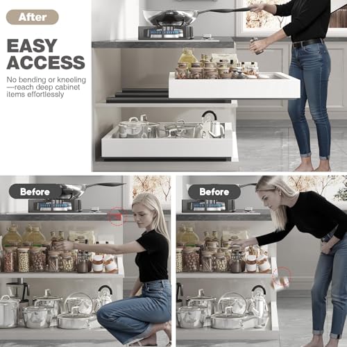 White 2-Pack Pull Out Cabinet Organizer 22-Inch Deep, Full Extension, Adjustable Width