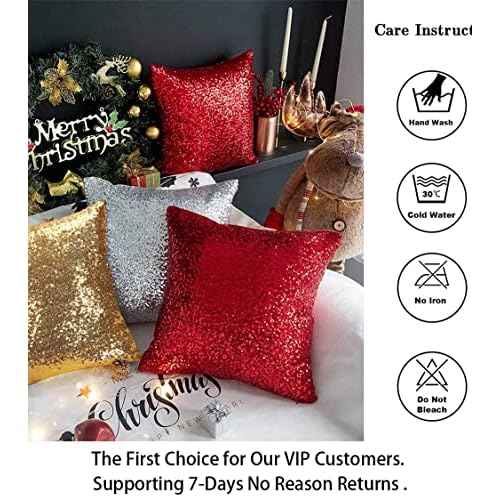 ShinyBeauty Gold Pillow Cover Decorative Throw Pillow Sofa Pillow Covers 12X12-Inches Sequin Pillow Case Shiny Gold Pillow Cover for Home, Couch,Party Decorations Gold Small Pillow Cover