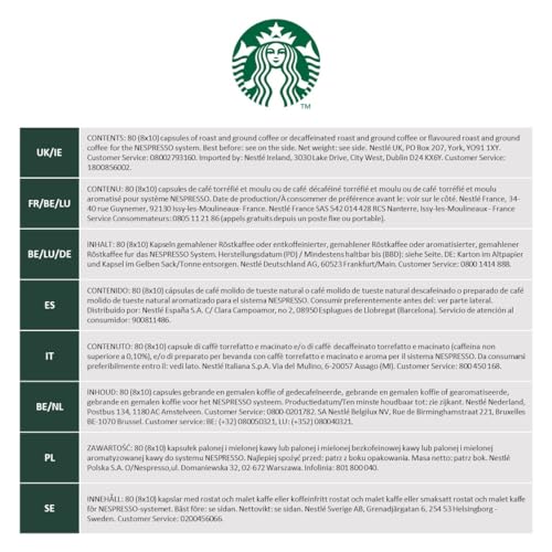 Starbucks Blonde Espresso Pods for Nespresso Original Line - 80 Count