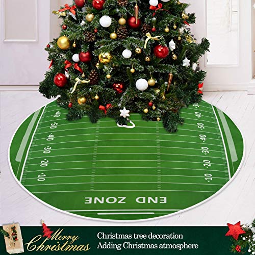 Blueangle 35.4 Inch American Football Field Christmas Tree Skirt - Soft Polyester Holiday Decor