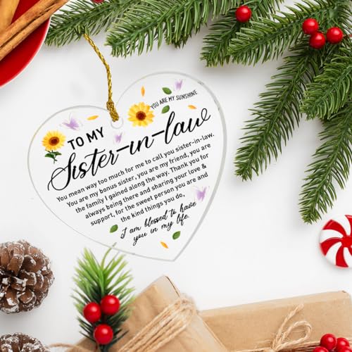 Thoqii Sister in Law 01 Acrylic Heart Ornament – You Are My Sunshine Keepsake