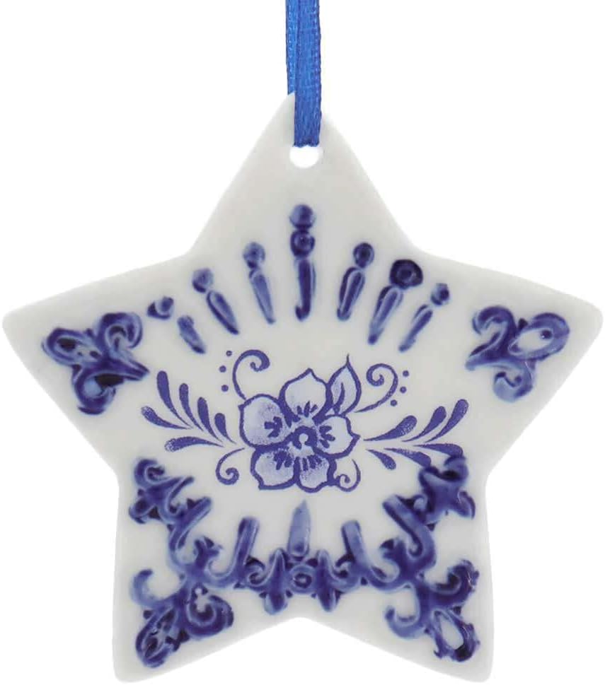 Porcelain Delft Blue Heart Tree Star Ornaments - 3 Pack Assorted by Kurt Adler