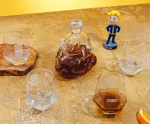 Fallout Brotherhood of Steel Whiskey Decanter Set with 4 Glasses - Home Barware Gift
