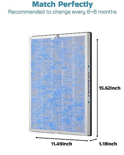 MSA3 True HEPA Filter Replacement Compatible with Membrane Solutions MSA3 and MSA3S Air Purifier 4-in-1 H13 (4 Pack)
