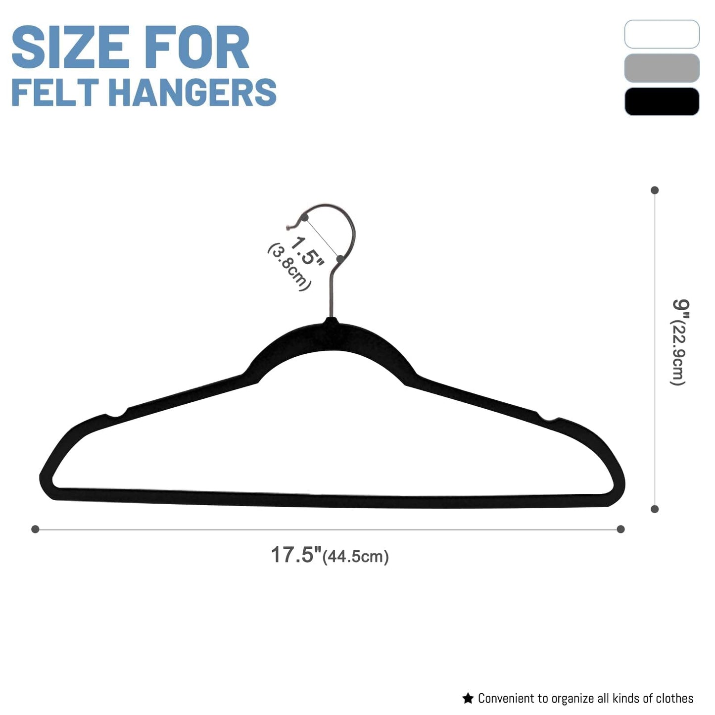 HOUSE DAY Black Velvet Hangers 60 Pack, Non Slip Felt Hanger, Slim Velvet Clothes Hangers for Suits, Shirt, Heavy Duty Coat Hanger for Closet