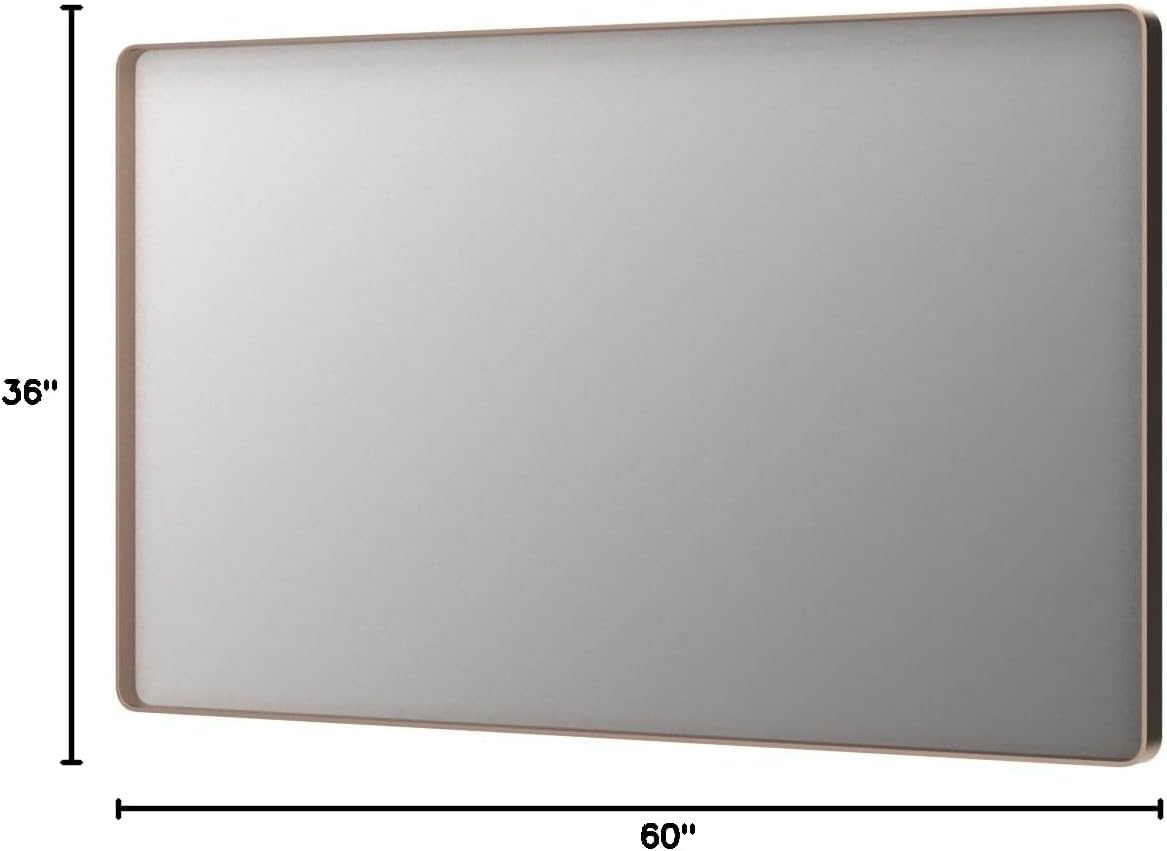LOAAO Gold Bathroom Mirror - 60”X36” Rounded Rectangle Design | Wall-Mounted, Anti-Rust Tempered Glass