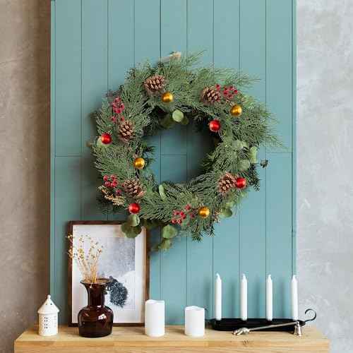 Alpurple 25 PCS Artificial Pine Branches-13.7 Inches Fake Greenery Plants Pine Sprigs-Faux Pine Leaves Picks for DIY Garland Crafts Christmas Embellishing and Home Garden Decoration (25PCS)