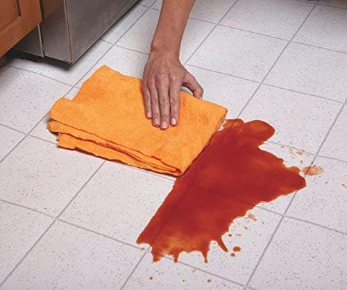ShamWow Original Super Absorbent Multi-Purpose Cleaning Shammy Chamois Towel Cloth - Holds 10X its Weight in Liquid - Machine Washable - Will Not Scratch (2 Pack: 1 Large Orange & 1 Small Blue).