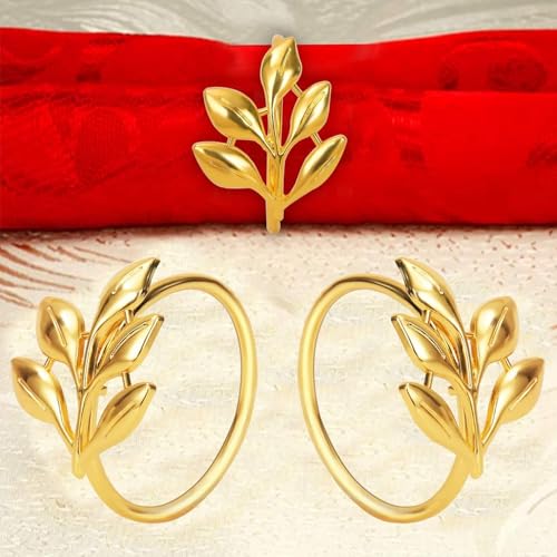 Ye Zi-Gold Leaf Napkin Rings Set of 100 for Thanksgiving & Special Events