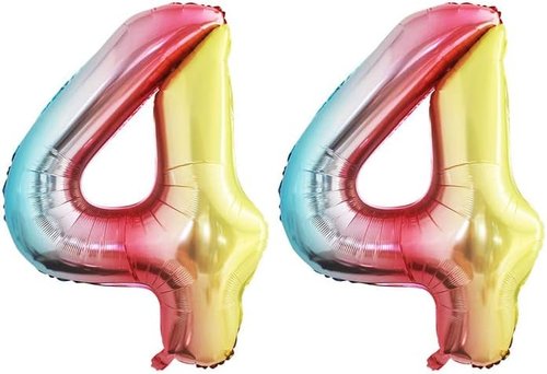 GOER Rainbow Foil Number 4 Balloons - Huge 42" & 32" Birthday Party Decorations (3 Pack)