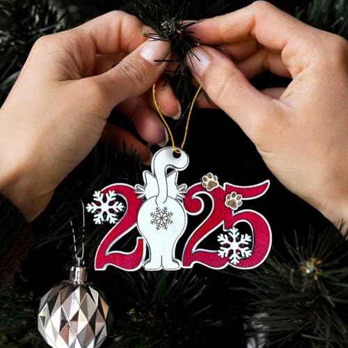 Cat 2025 Christmas Ornament ? Cute Wooden Kitten Tree Decoration with Snowflakes & Paw Prints for Cat Lovers, Pet Owner Christmas D?cor