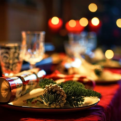 Kazozobi Gold Christmas Tree Charger Plates 13-Inch Set of 6 Reusable Holiday Table Decor