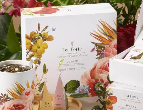 Tea Forte Jubilee Tea Sampler Set with 40 Pyramid Infuser Bags - Premium Tea Gift