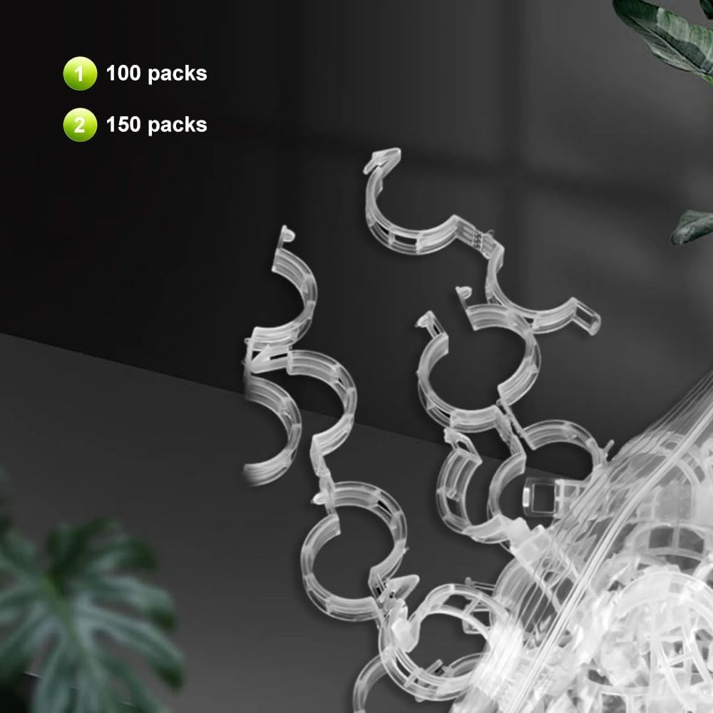 Skiennix Plant Clips - Secure Plastic Support for Climbing Plants | 50 Green Trellis Clips