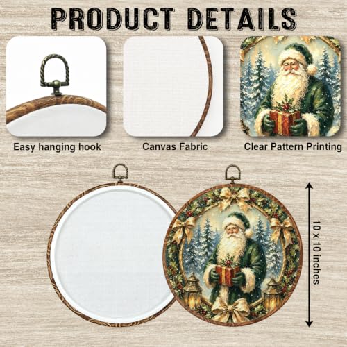 Saikociju Christmas Santa 03 Vintage Round Wall Art 10x10 in