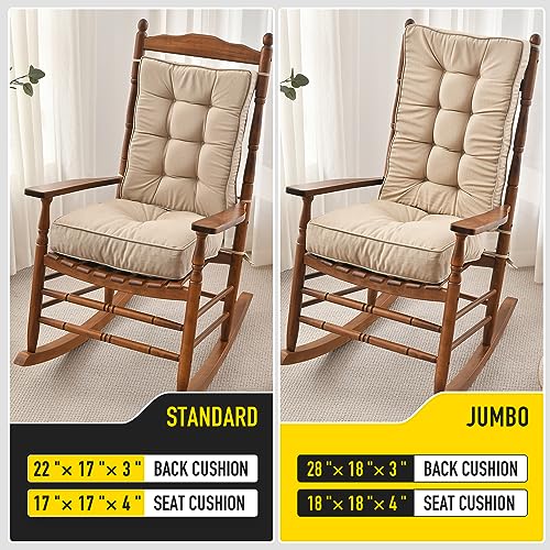 SUNROX Jumbo Memory Foam Rocking Chair Cushions Set - Husk Birch, Non-Slip Water-Resistant