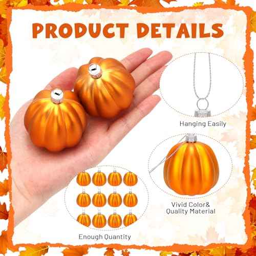 12 Pcs Halloween Pumpkin Ornaments Fall Mini Pumpkins Ball Hanging Tree Ornament for Thanksgiving Harvest Home Party Decorations