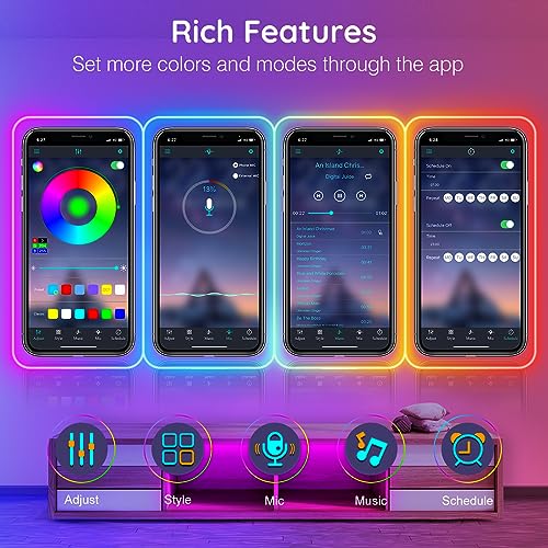 AILBTON 50FT RGB LED Neon Rope Lights Waterproof IP67 for Bedroom DIY & Music Sync
