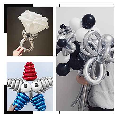 200 Pieces 260 Balloons Twisting 260Q Long Balloons for Balloon Animals Making Weddings Birthdays Christmas Party Decoration (Silver)