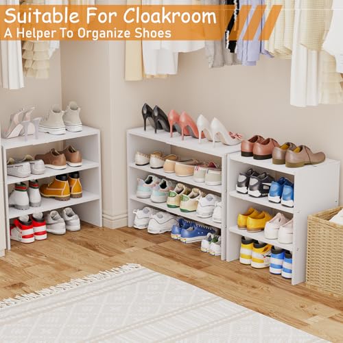 White 3-Tier Expandable Shoe Rack Organizer for Closet & Entryway - Pack of 1