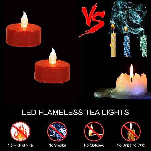 LED Tea Lights with Remote Control: Battery Operated Realistic and Bright Flickering Long Lasting 400+Hours Flameless Candles for Home Decor Holiday Wedding Party Valentine's Day(12pack, Red)