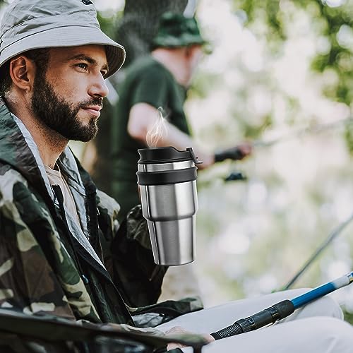 Black 20 oz Insulated Travel Coffee Mug Tumbler with Handle & Straw - 2 Pack