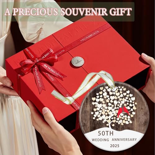 50th Anniversary Wedding Ornament, 50th Wedding, Happy 50th Anniversary Romantic Gifts for Couple, Parents, Wife, Husband, Friends