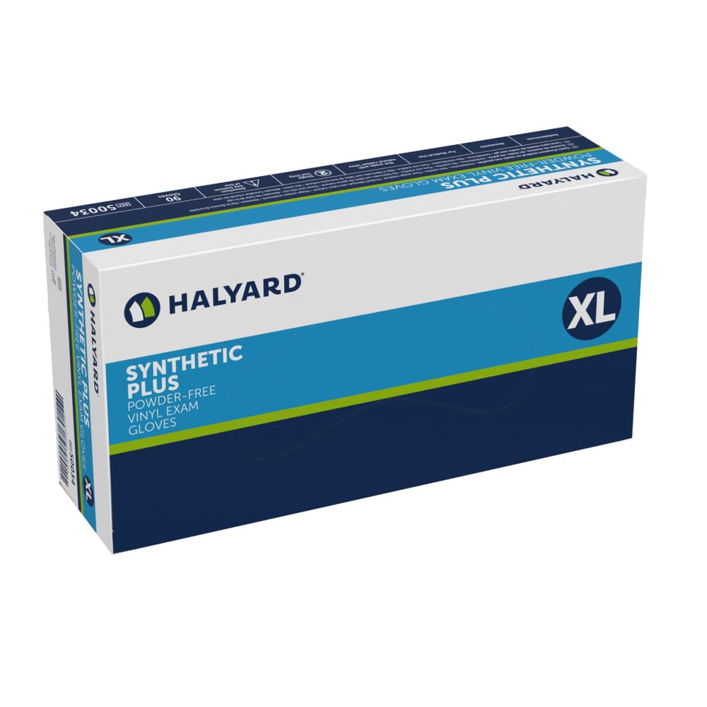 HALYARD Synthetic Plus Vinyl Exam Gloves, Powder-Free, 7.9 mil, 9.5", White, Small, 50031 (Case of 1000)