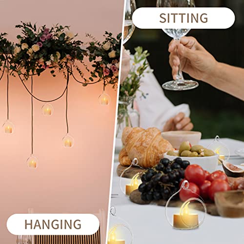 Sziqiqi Hanging Glass Globes Candle Holders 24 Pcs Without LED - Clear Decor