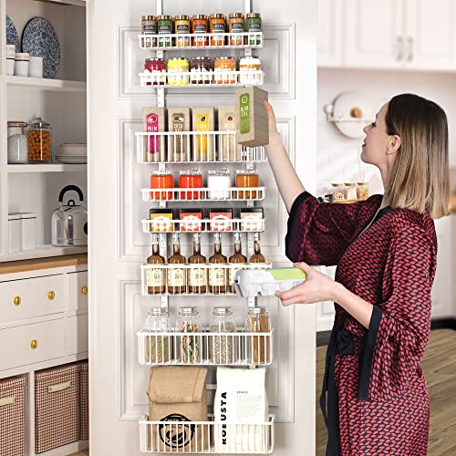 White Over The Door Pantry Organizer 8-Tier Metal Spice & Storage Rack