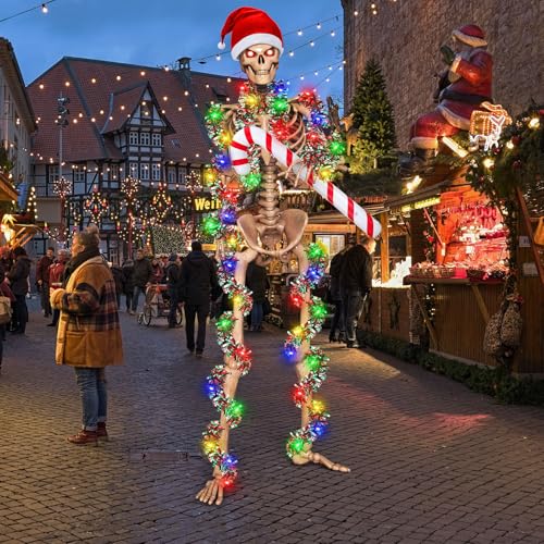 Cozypower 12 ft Skeleton Christmas Outfit Accessories Set - Classic Red