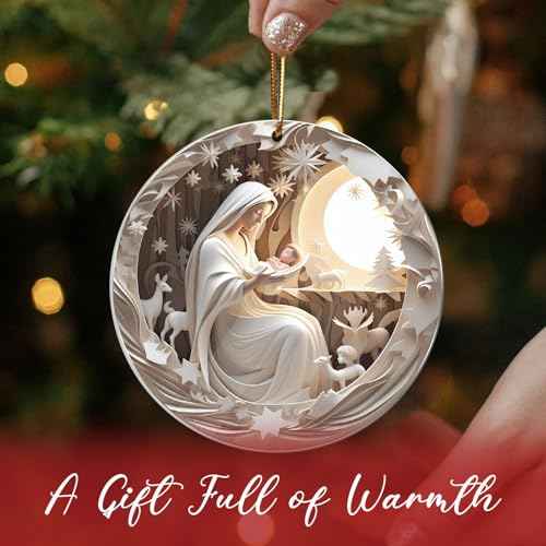 Christmas Ornament 2025, Religious Christmas Ornament, Nativity Xmas Tree Decorations, Friendship Elephant Ornament, White Elephant Gifts for Adults, Religious Gifts for Women