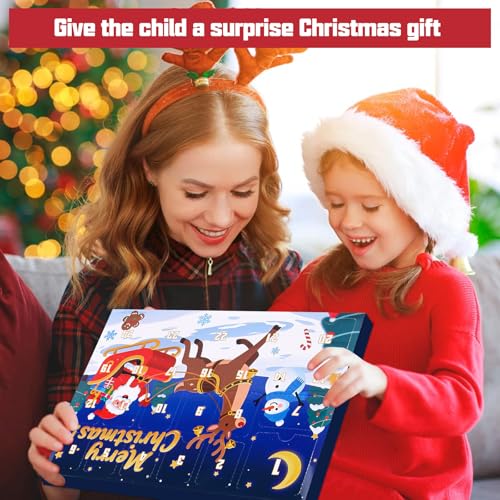 Christmas Advent Calendar, 24 Days Countdown Blind Box,Christmas Countdown Advent Calendar with Glowing Resin Figurines - Blind Box Holiday Decor for Desk, Car, or Home