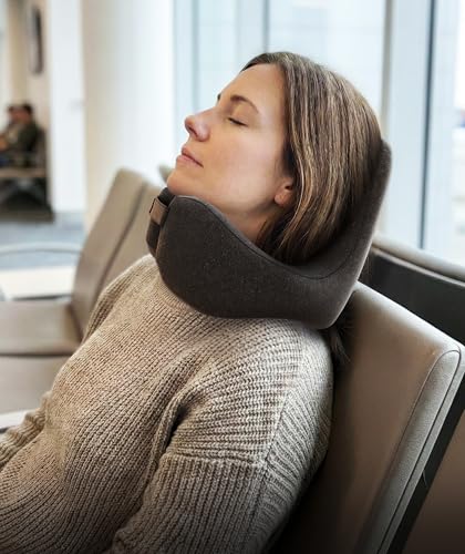 Everlasting Comfort Gray Large Memory Foam Travel Neck Pillow - Airplane Support Pillow for Long Flights