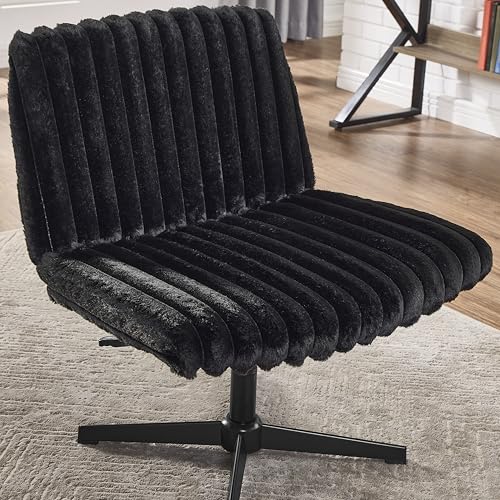 Black Adjustable Swivel Criss Cross Office & Vanity Chair - Wide Seat