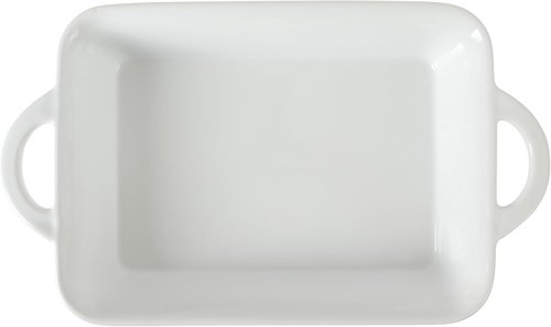 Gibson Home Gracious Dining Baking Dish - 2.5-Quart White Stoneware Casserole with Handles | 14.6 x 8.5-Inch Oven Safe