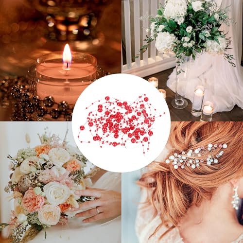White Artificial Pearl String for Floating Candles, 12 pcs, 9.8 inches